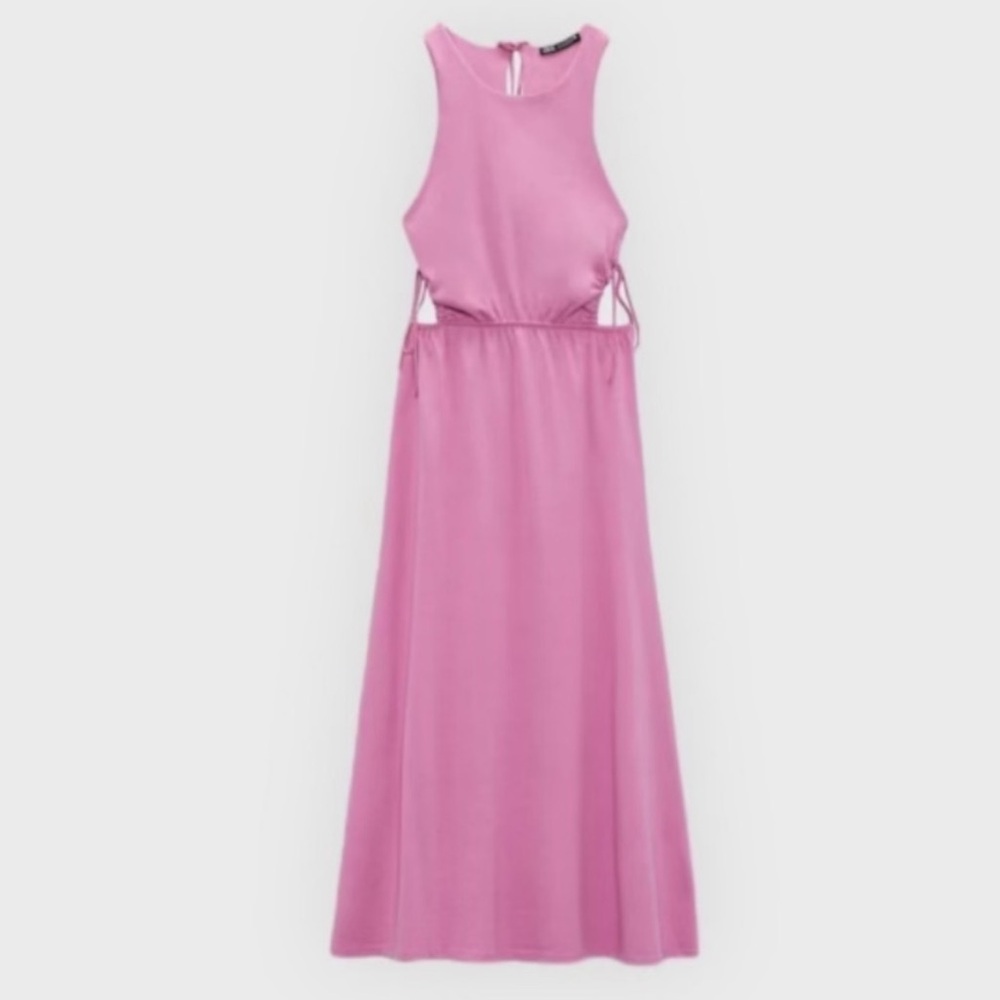 Zara | Cut Out Midi Halter Dress | Size Medium | Pink | 100% Cotton | $30.00